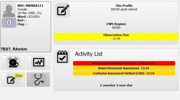 eVitals Patient Profile - Activities and Tasks